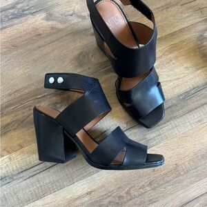 Franco Sarto Black Heeled Sandals with Chunky Design
